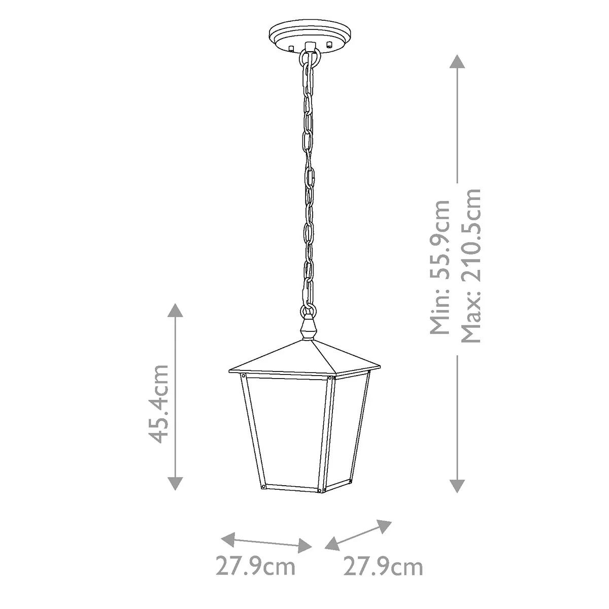 Huntersfield 1/3Lt Chain Lantern - Black IP44 E27 - Image 10