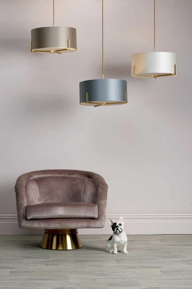 Huxley 3 Light Pendant Satin Gold/Satin Chrome With Bespoke Shade - Image 3