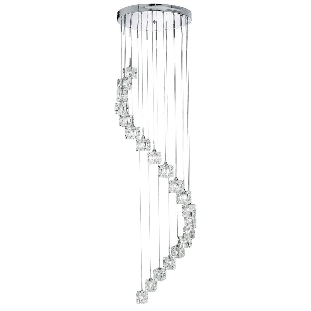 Ice Cube 5/8/20Lt Multi-Drop Pendant - Chrome Metal & Glass - Image 5