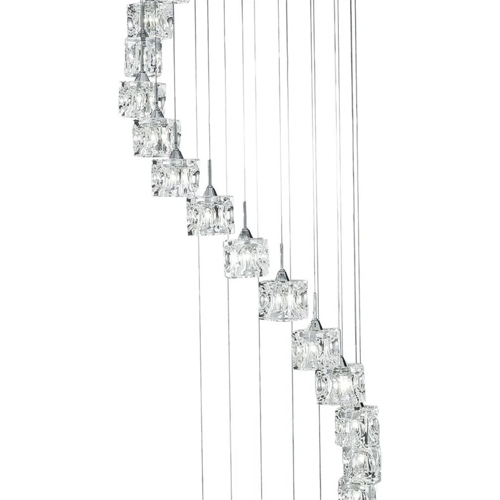 Ice Cube 5/8/20Lt Multi-Drop Pendant - Chrome Metal & Glass - Image 6