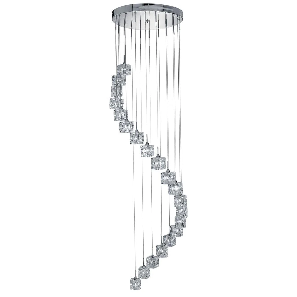 Ice Cube 5/8/20Lt Multi-Drop Pendant - Chrome Metal & Glass - Image 8