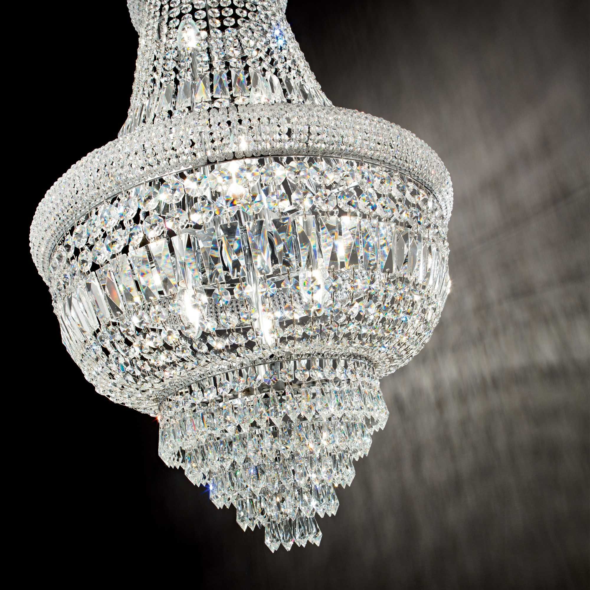 Dubai 10/24Lt Crystal Ceiling Light - Brass/Chrome Finish - Image 3