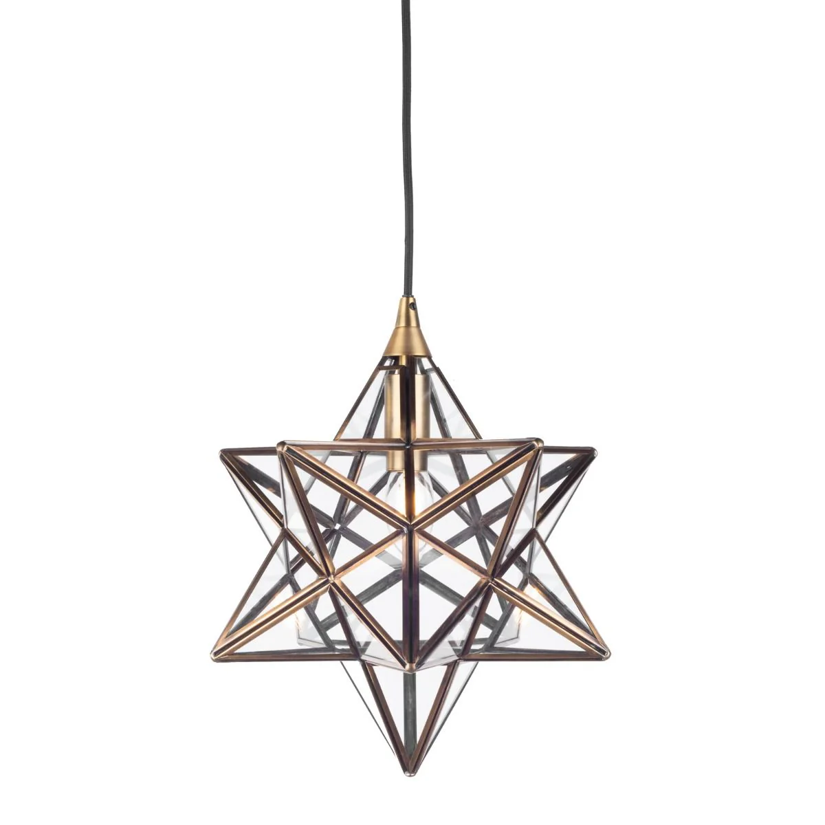 Ilario Small/Large Star Pendant Antique Brass Glass - Image 2