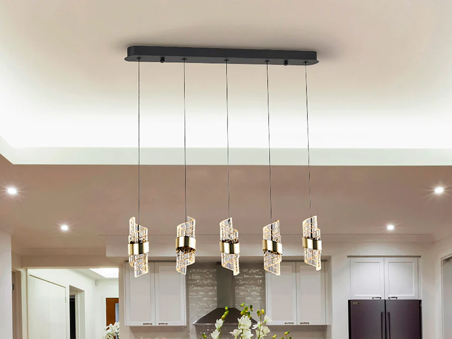 Iliada 5Lt Kitchen Table Island Light- Black-Gold - Image 2