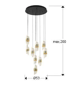 Iliada - Lamp 3/5/9/13Lt Black-Gold Ip20 Integrated Led - Image 12