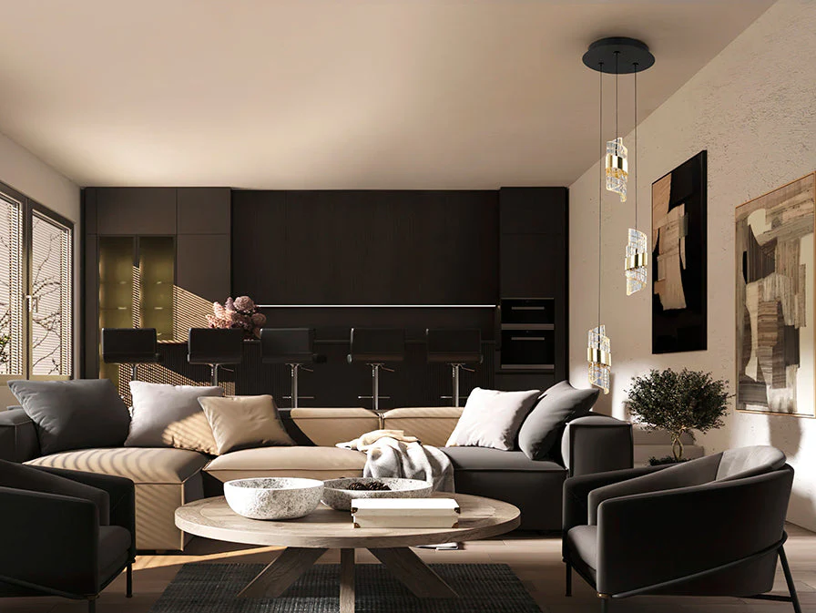 Iliada - Lamp 3/5/9/13Lt Black-Gold Ip20 Integrated Led - Image 3