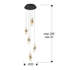 Iliada - Lamp 3/5/9/13Lt Black-Gold Ip20 Integrated Led - Image 8
