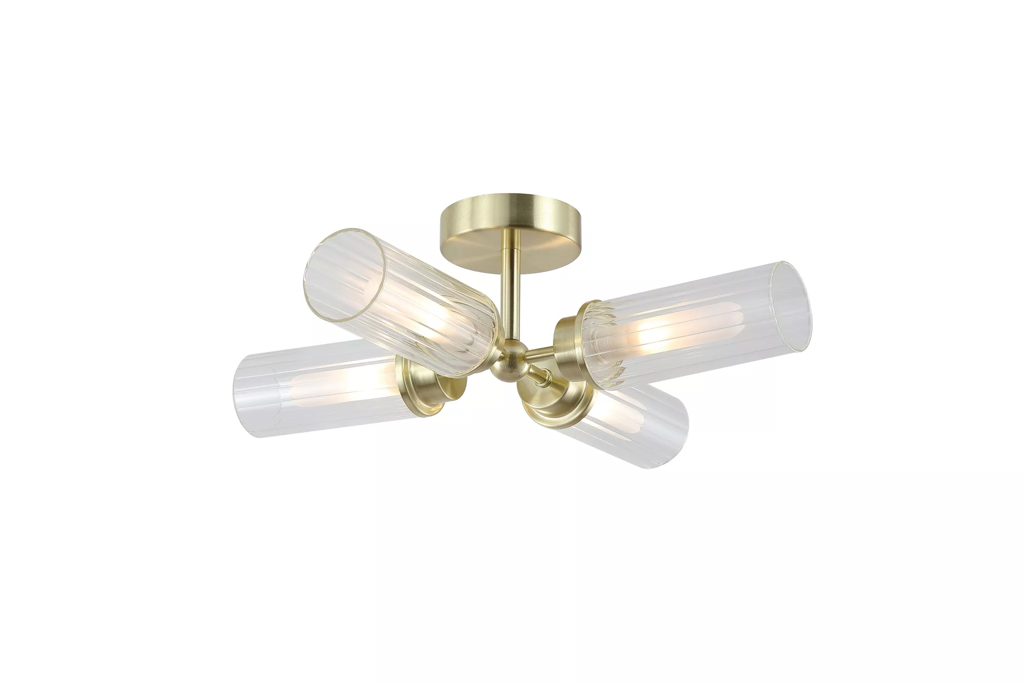 Imperial 4LT Flush Light- Black/ Satin Brass and Clear Ribbed Glass - Image 2