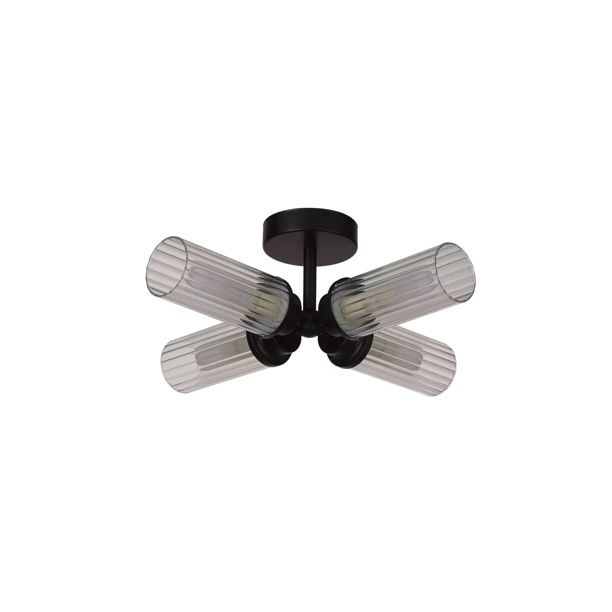 Imperial 4LT Flush Light- Black/ Satin Brass and Clear Ribbed Glass - Image 5