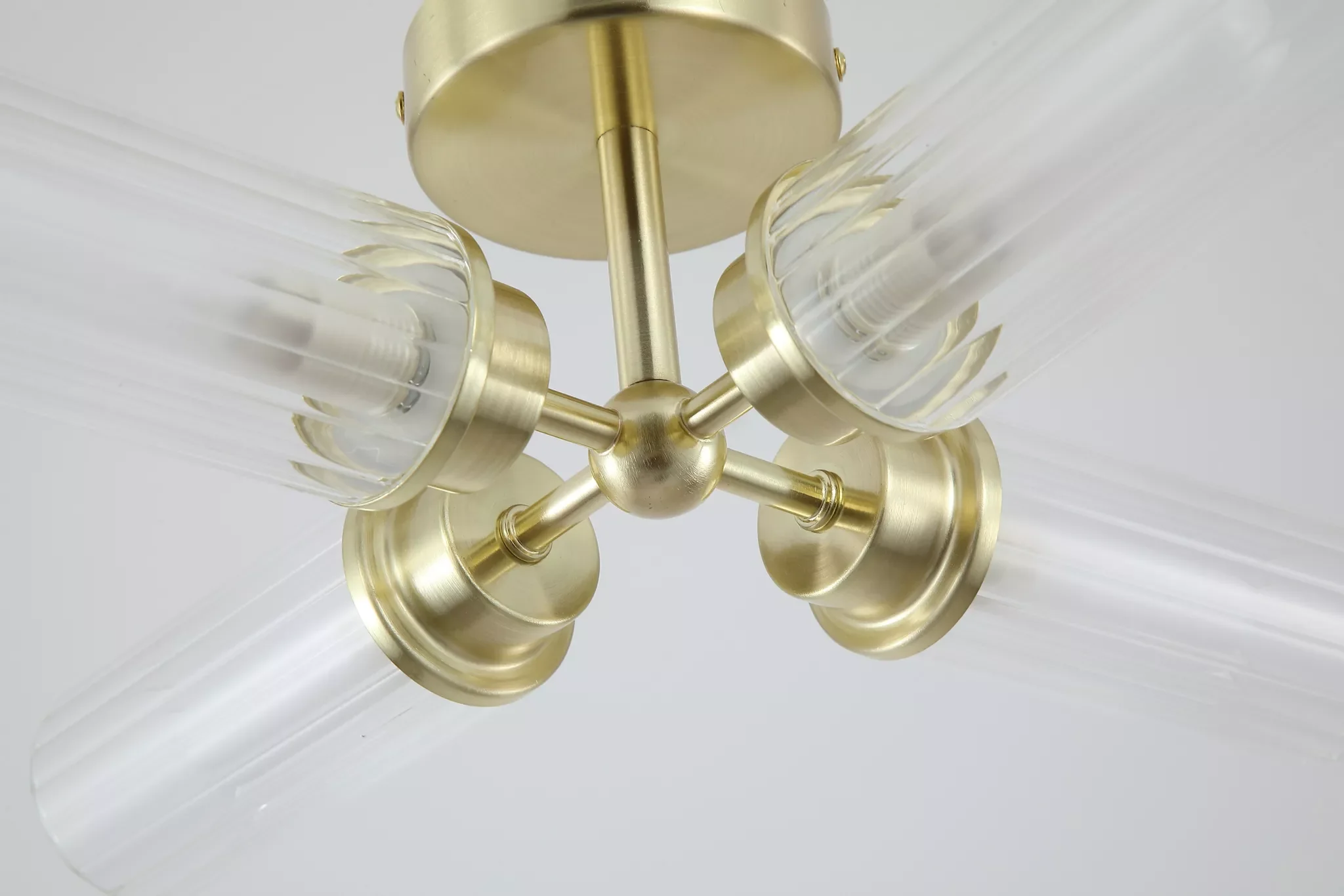 Imperial 4LT Flush Light- Black/ Satin Brass and Clear Ribbed Glass - Image 8