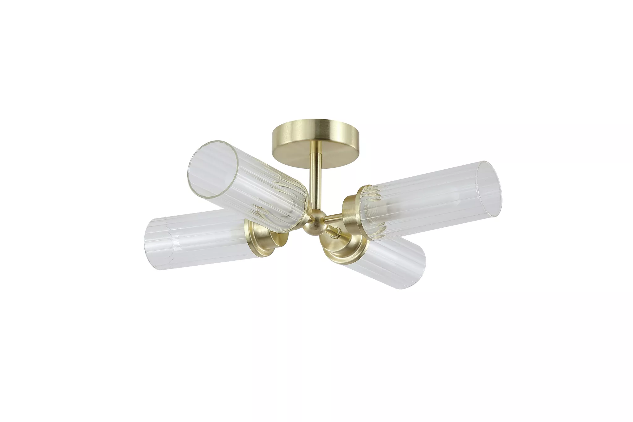 Imperial 4LT Flush Light- Black/ Satin Brass and Clear Ribbed Glass - Image 9