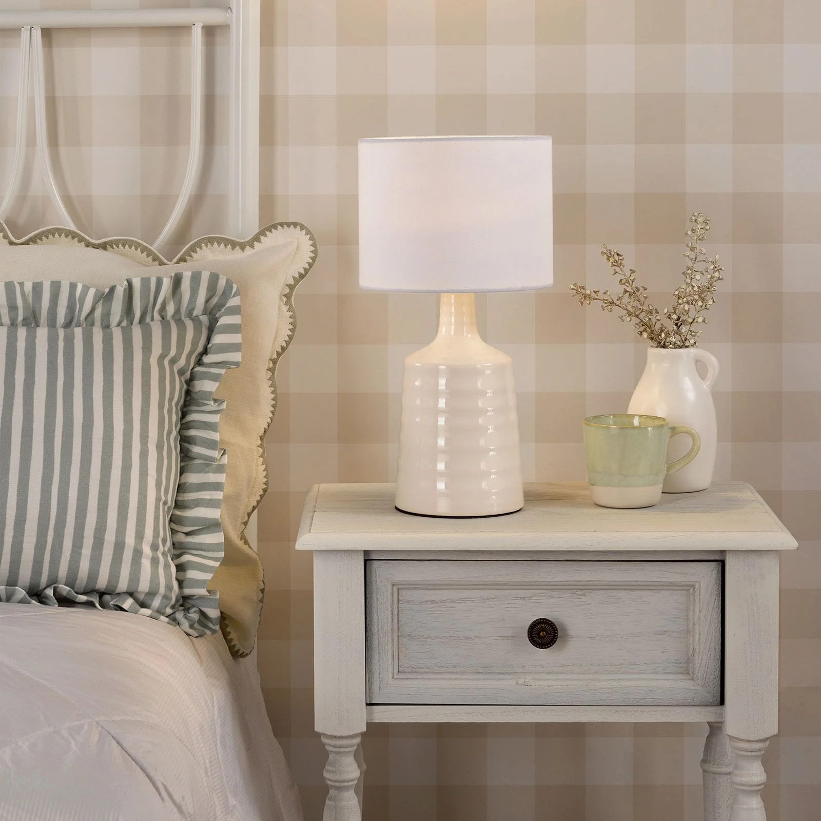 Inci Table Lamp- Pink/ Cream With Shade - Image 8