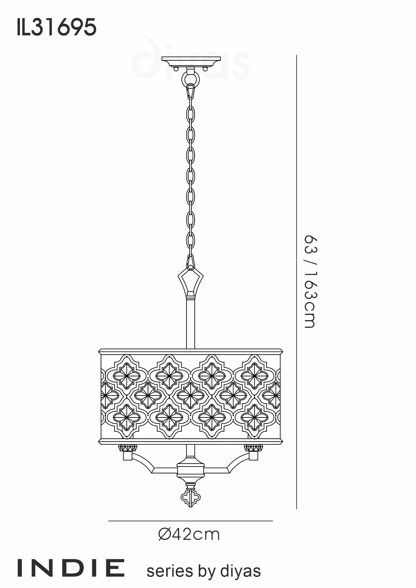 Indie Crystal 4/6Lt Pendant - Mocha/Teak Plated Crystal - Image 2