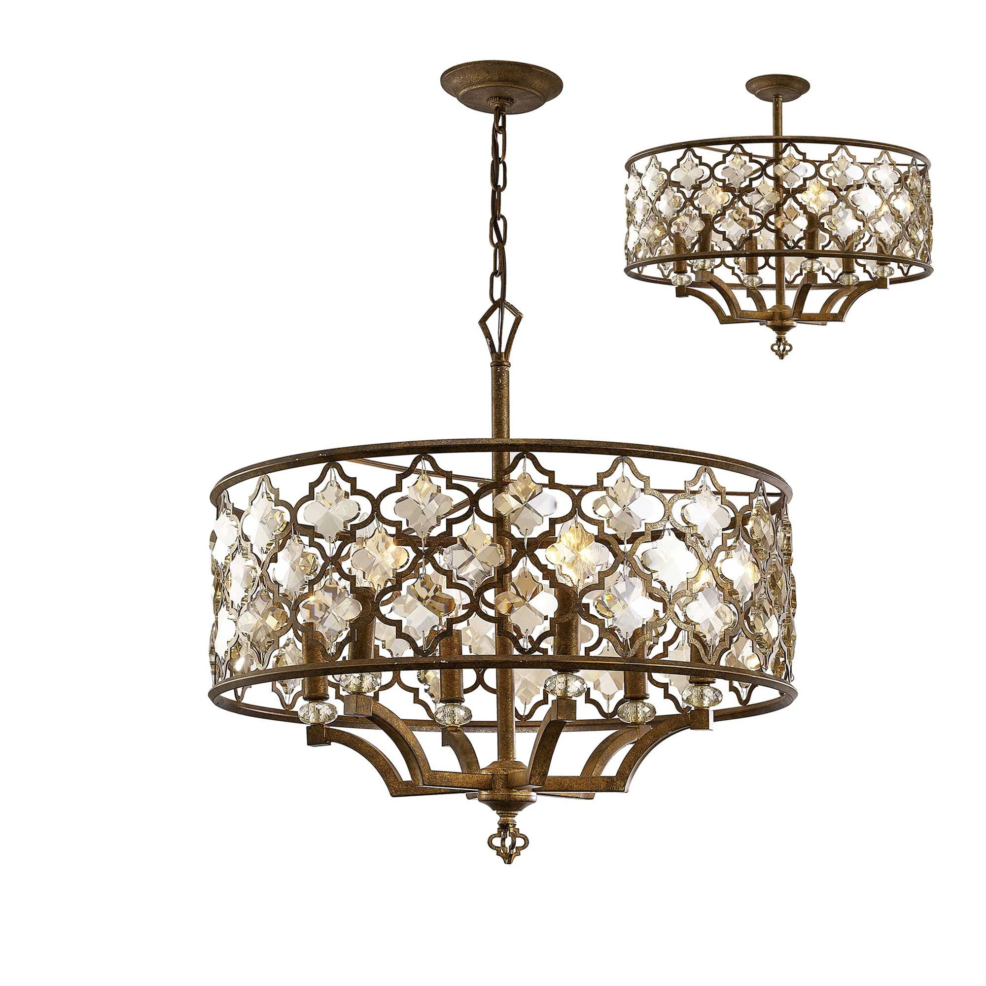 Indie Crystal 4/6Lt Pendant - Mocha/Teak Plated Crystal - Image 4