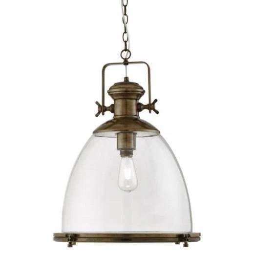 Industrial Pendant - Painted Antique Brass & Clear Glass