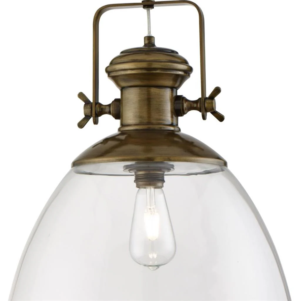 Industrial Pendant - Painted Antique Brass & Clear Glass - Image 2