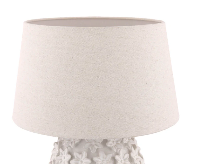 Ingham Table Lamp White Ceramic and Brushed Silver With Shade - Image 2