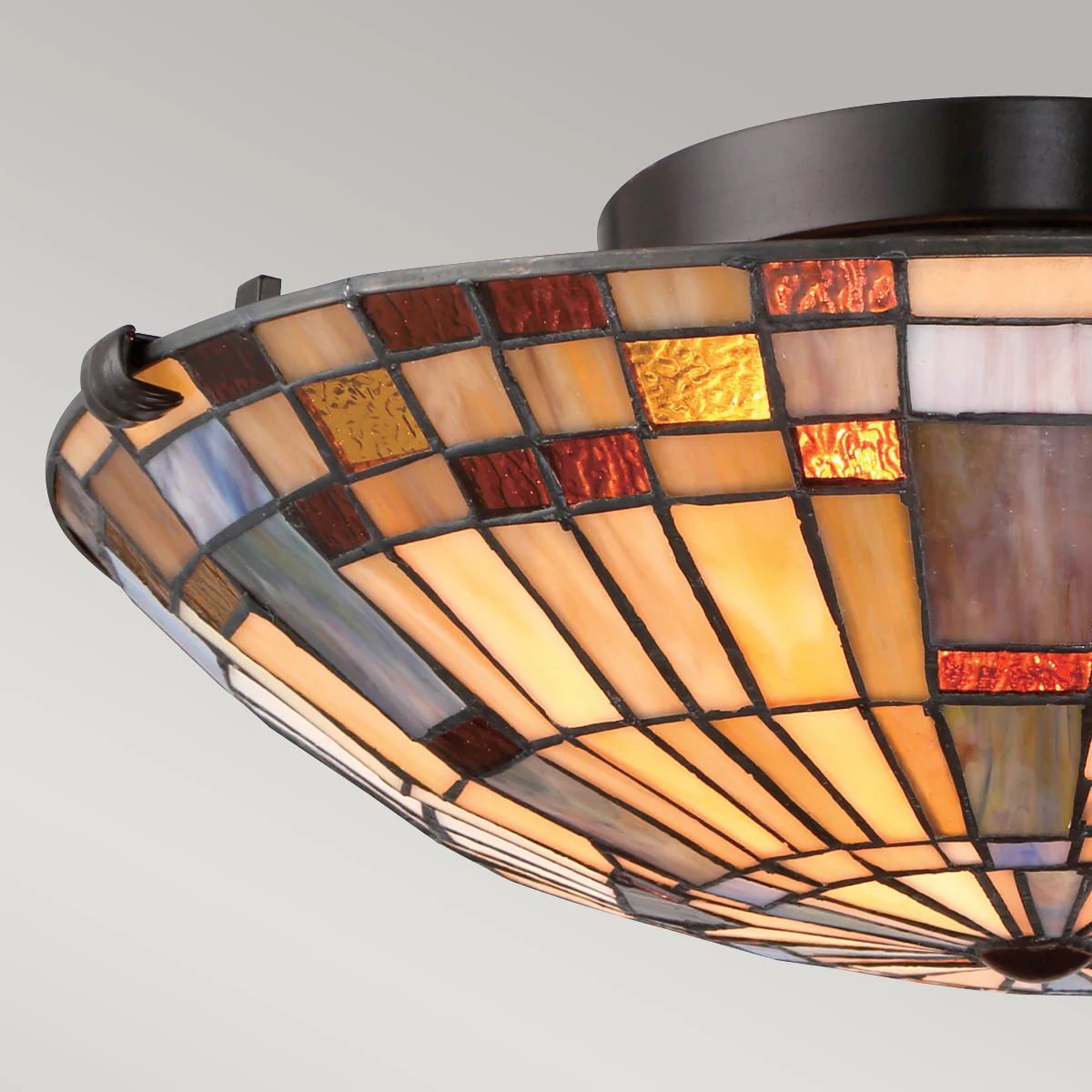 Inglenook 2 lt Flush - Valiant Bronze &amp; Art Glass Shade - Image 3