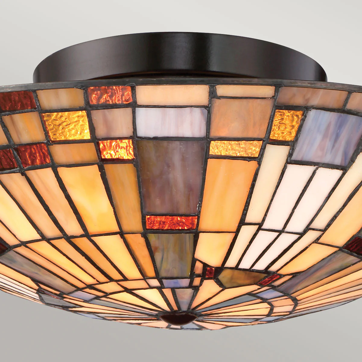 Inglenook 2 lt Flush - Valiant Bronze &amp; Art Glass Shade - Image 4