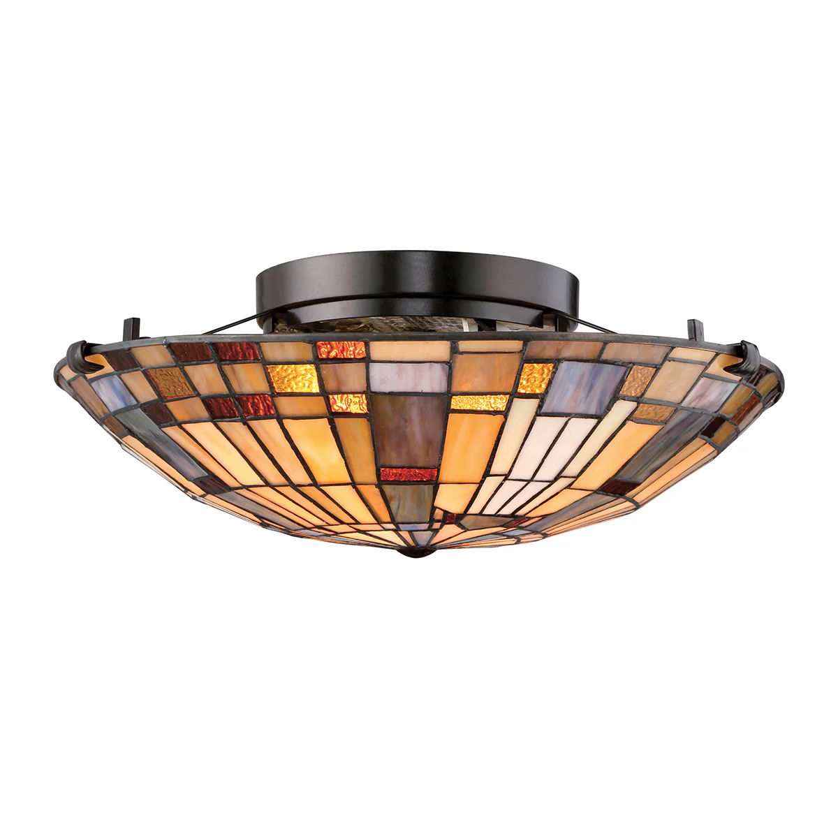 Inglenook 2 lt Flush - Valiant Bronze &amp; Art Glass Shade - Image 5