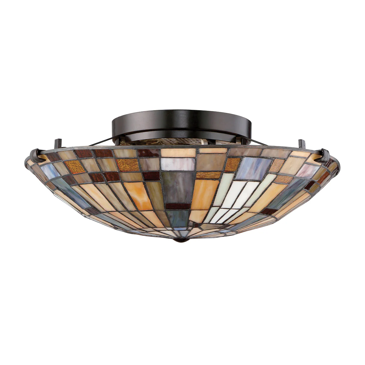 Inglenook 2 lt Flush - Valiant Bronze &amp; Art Glass Shade - Image 7