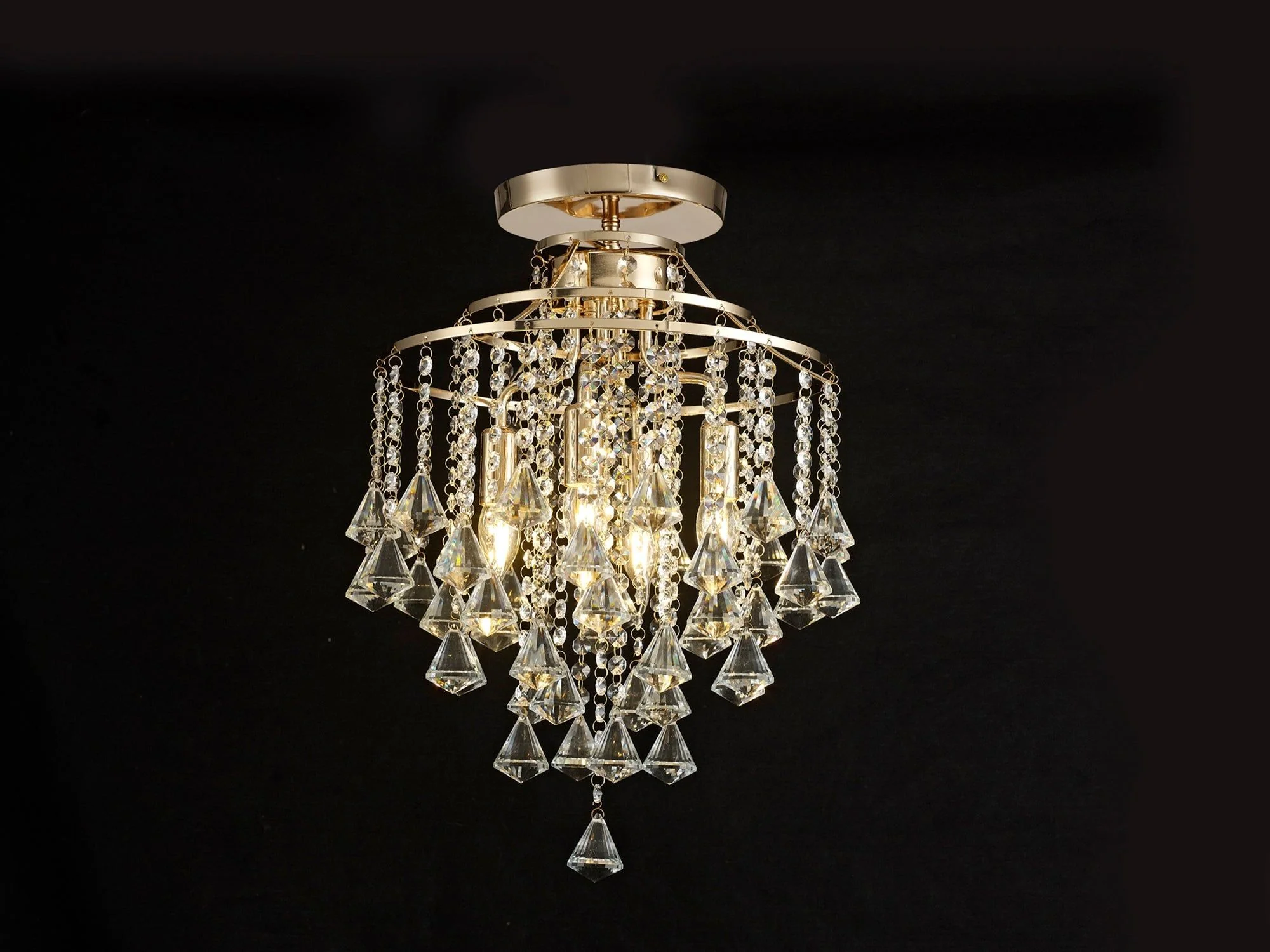 Inina 4 Light Crystal Flush Ceiling Light French Gold/Polished Chrome