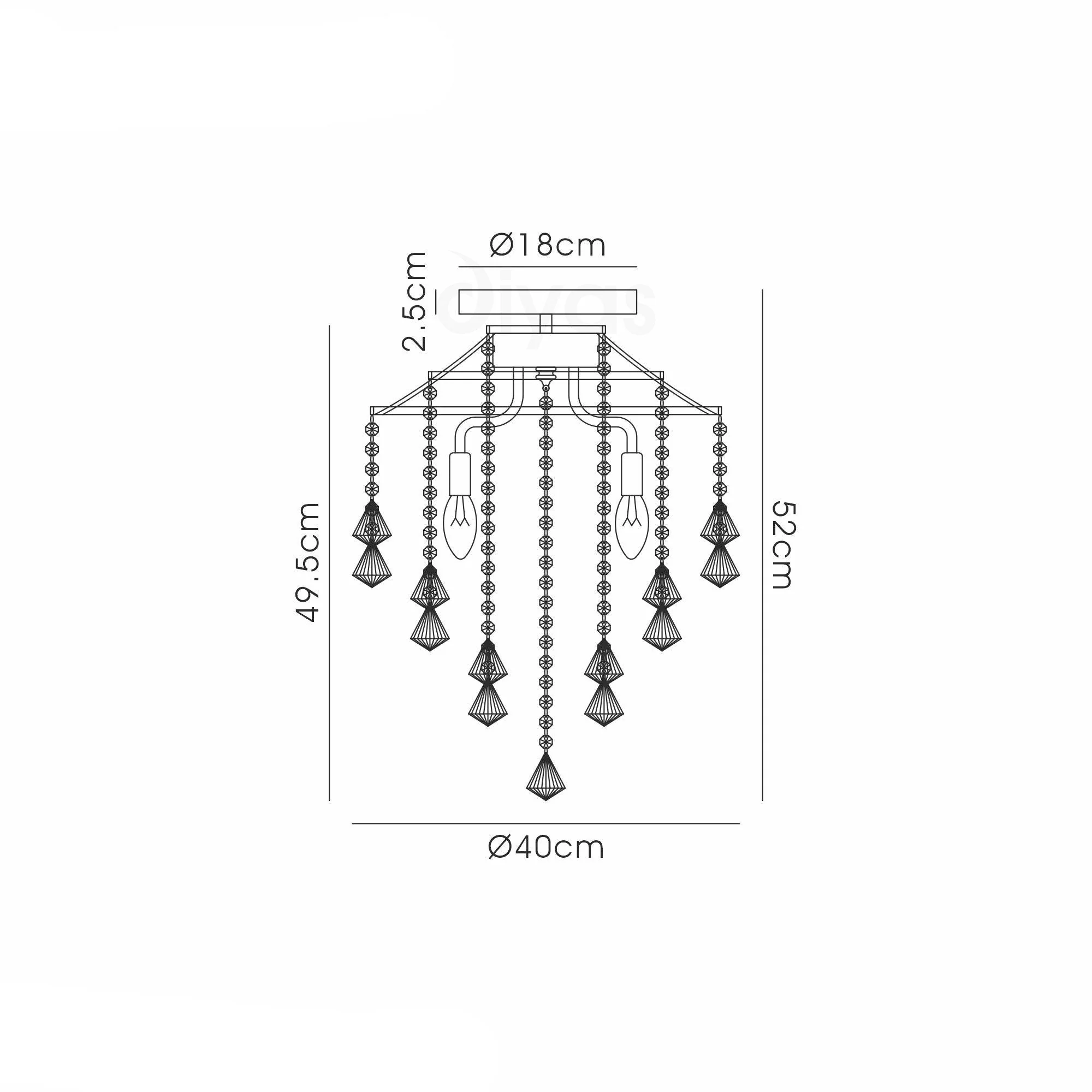 Inina 4 Light Crystal Flush Ceiling Light French Gold/Polished Chrome - Image 3