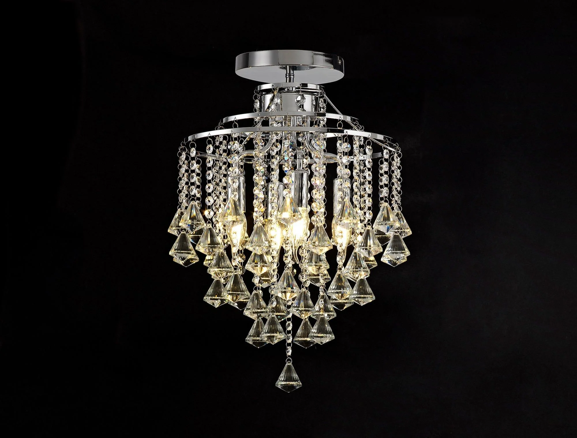 Inina 4 Light Crystal Flush Ceiling Light French Gold/Polished Chrome - Image 4