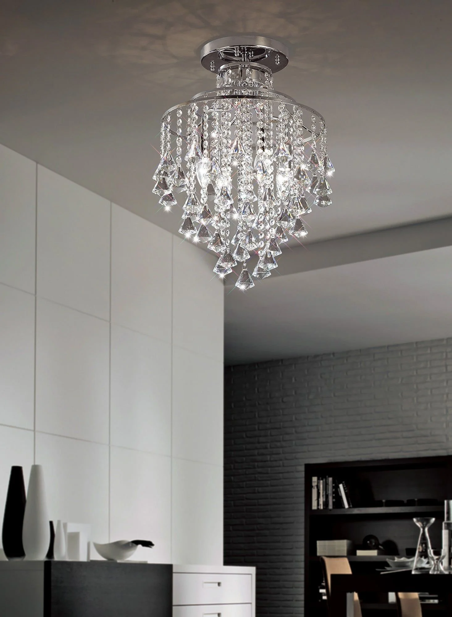 Inina 4 Light Crystal Flush Ceiling Light French Gold/Polished Chrome - Image 5