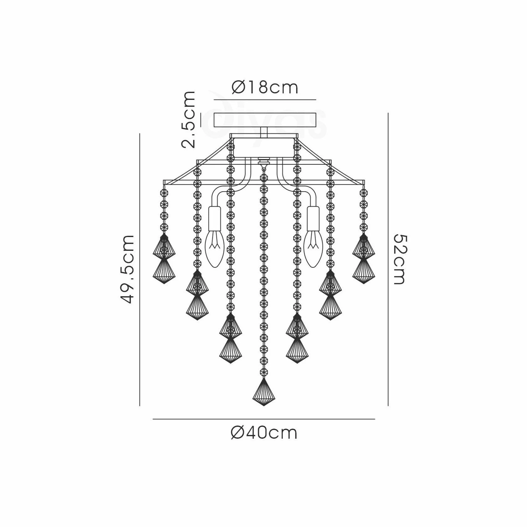 Inina 4 Light Crystal Flush Ceiling Light French Gold/Polished Chrome - Image 6