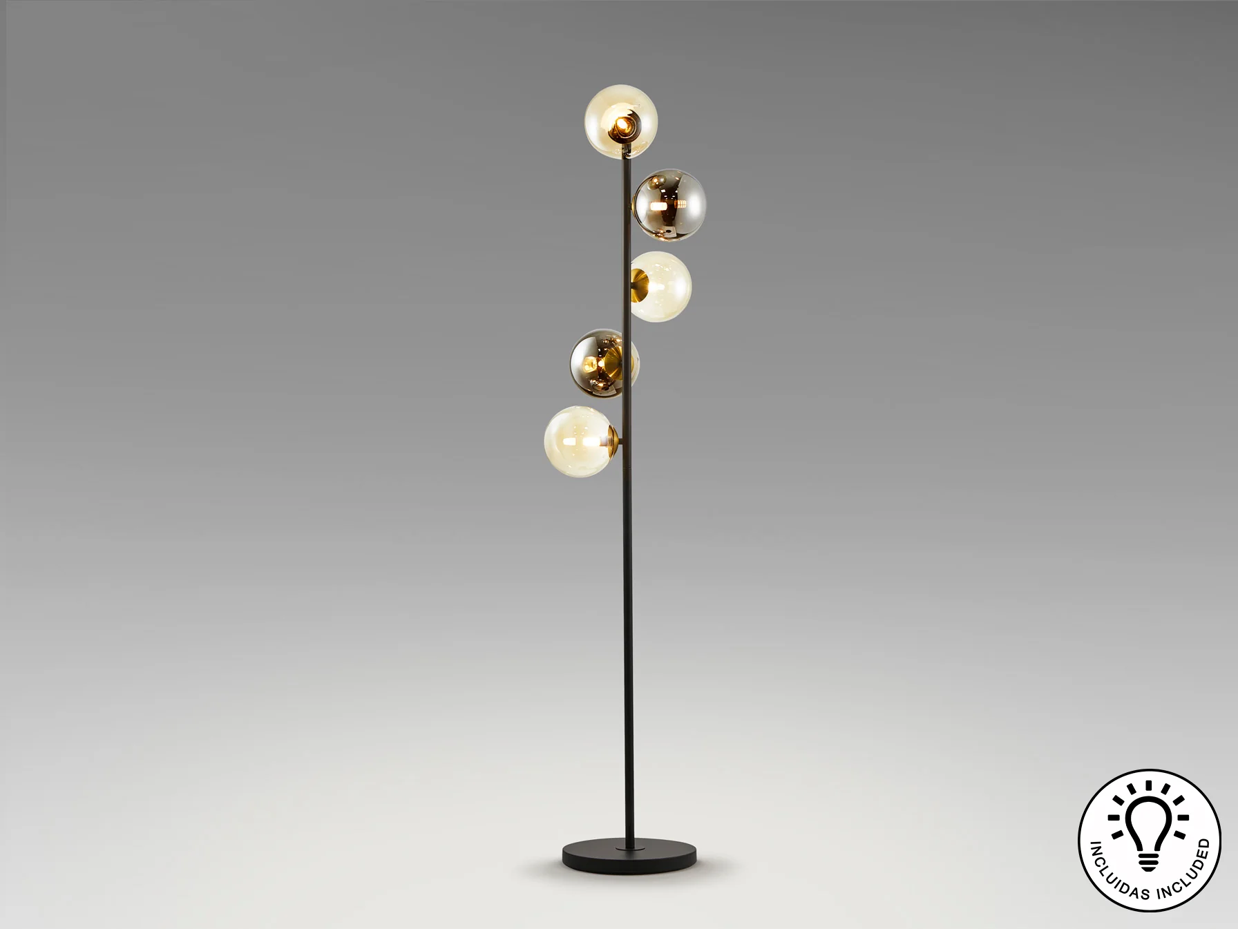 Inoa Floor Lamp- Black-Smoke-Amber/ Black-Opal Finishes - Image 2