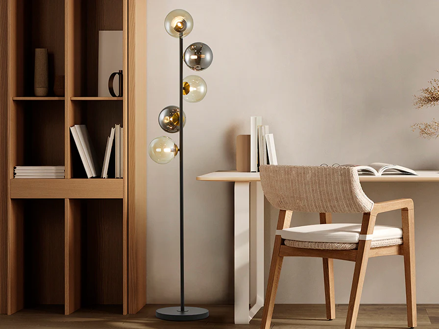 Inoa Floor Lamp- Black-Smoke-Amber/ Black-Opal Finishes - Image 3