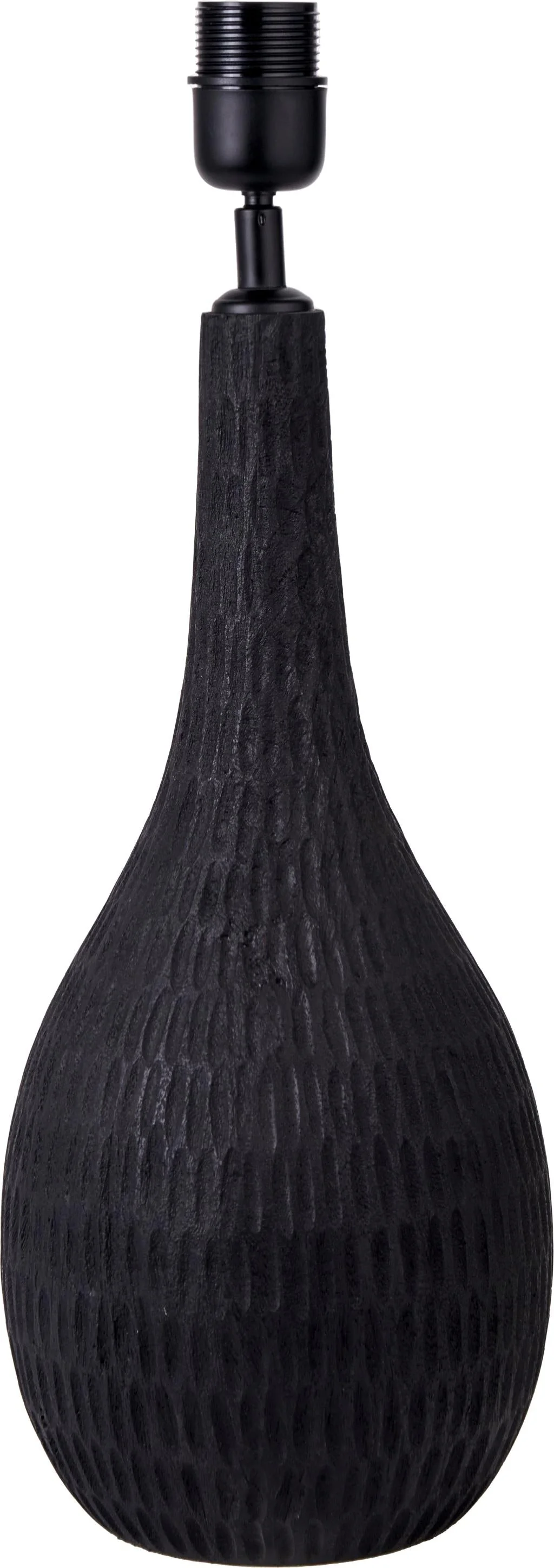 Ioan Black/Grey Engraved Wood Bottle Table Lamp  - Base Only - Image 2