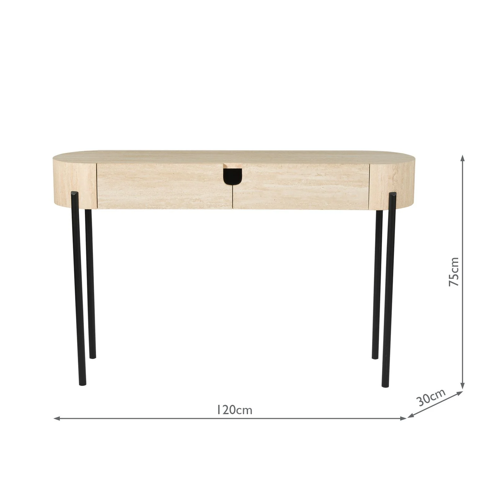 Ioana Console Table Travertine Effect and Matt Black - Image 4