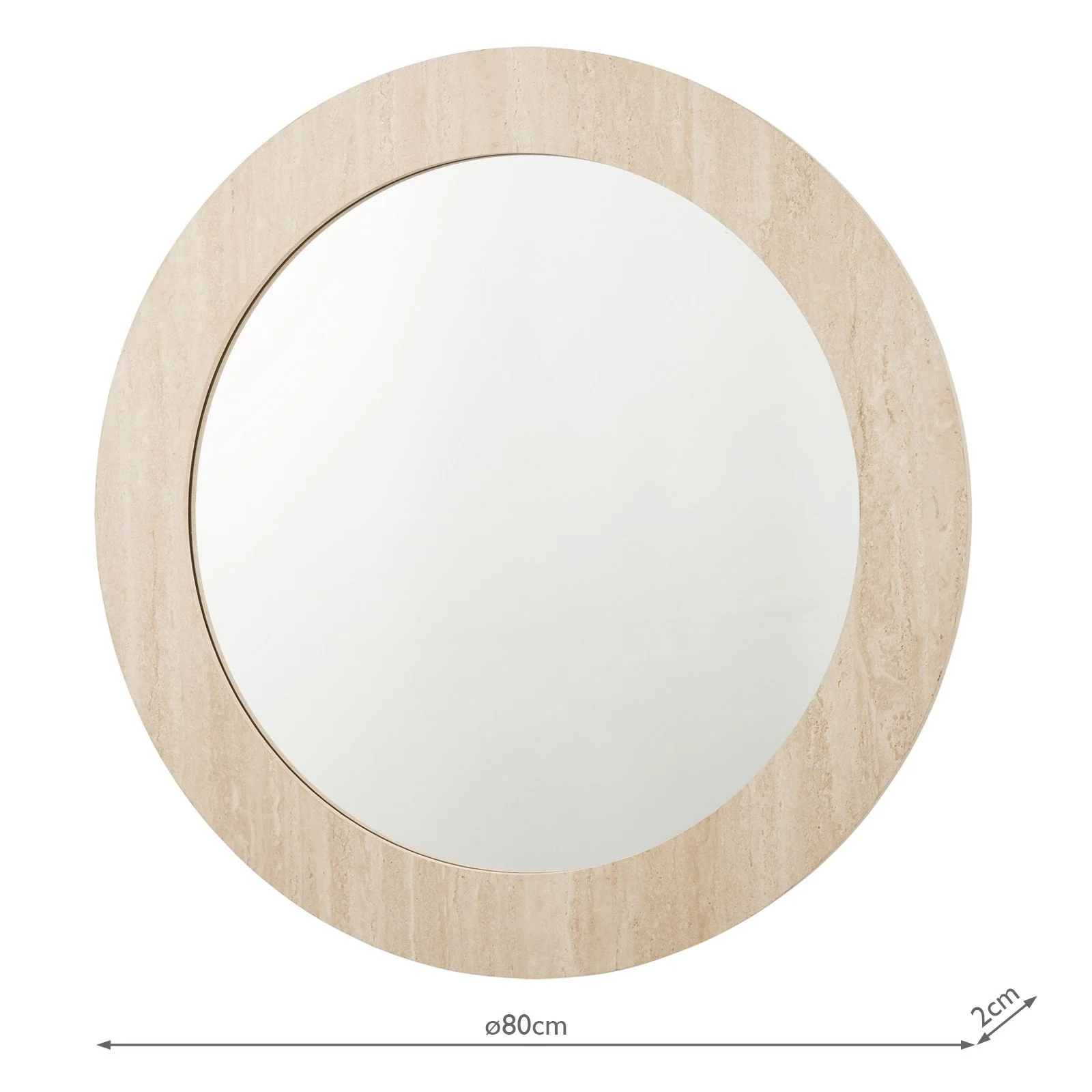 Ioana Round Mirror- Travertine Effect 80cm - Image 4