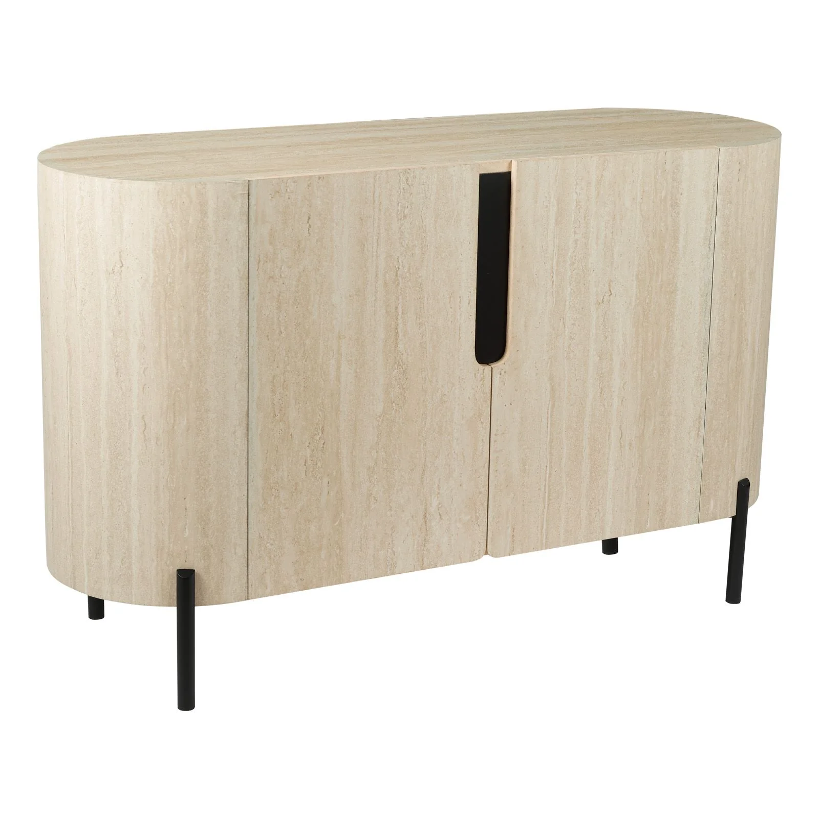 Ioana Small/ Large Cabinet- Travertine Effect and Matt Black - Image 2