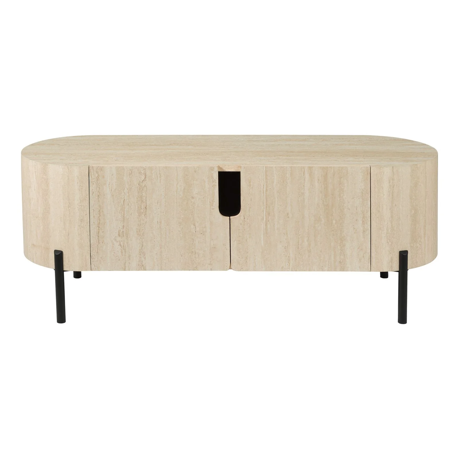 Ioana Small/ Large Cabinet- Travertine Effect and Matt Black - Image 5