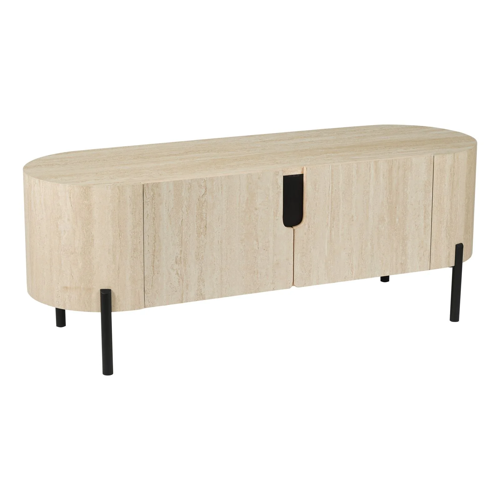 Ioana Small/ Large Cabinet- Travertine Effect and Matt Black - Image 6