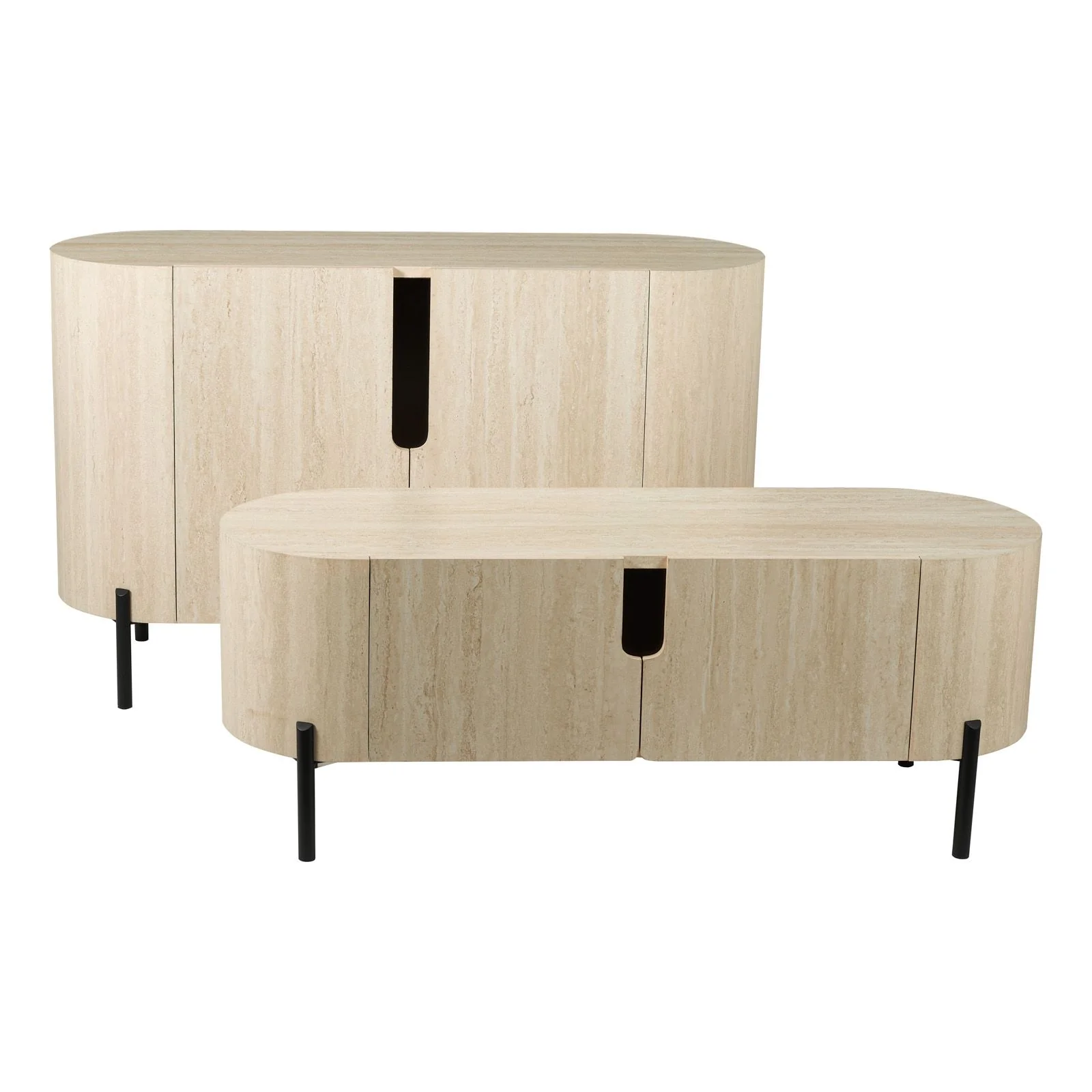 Ioana Small/ Large Cabinet- Travertine Effect and Matt Black - Image 8