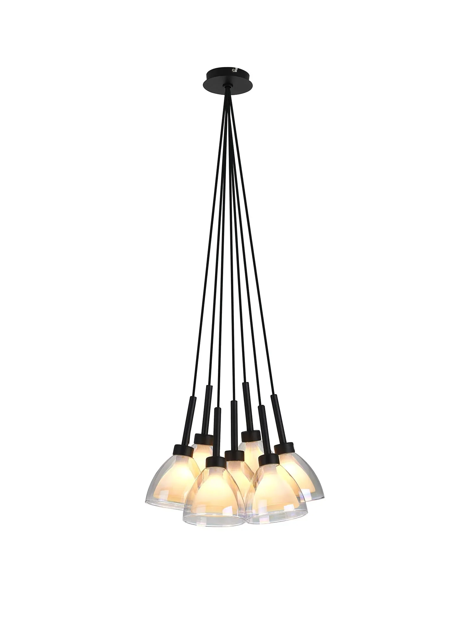 Ipswich 23cm 1.5m Cluster Pendant With Curved Cone Glass, 7 Light G9 - Image 2