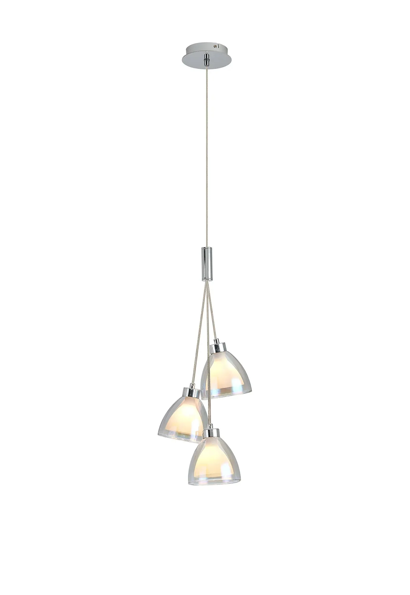 Ipswich 2m 1 Drop Cluster Pendant With Curved Cone Glass, 3 Light G9