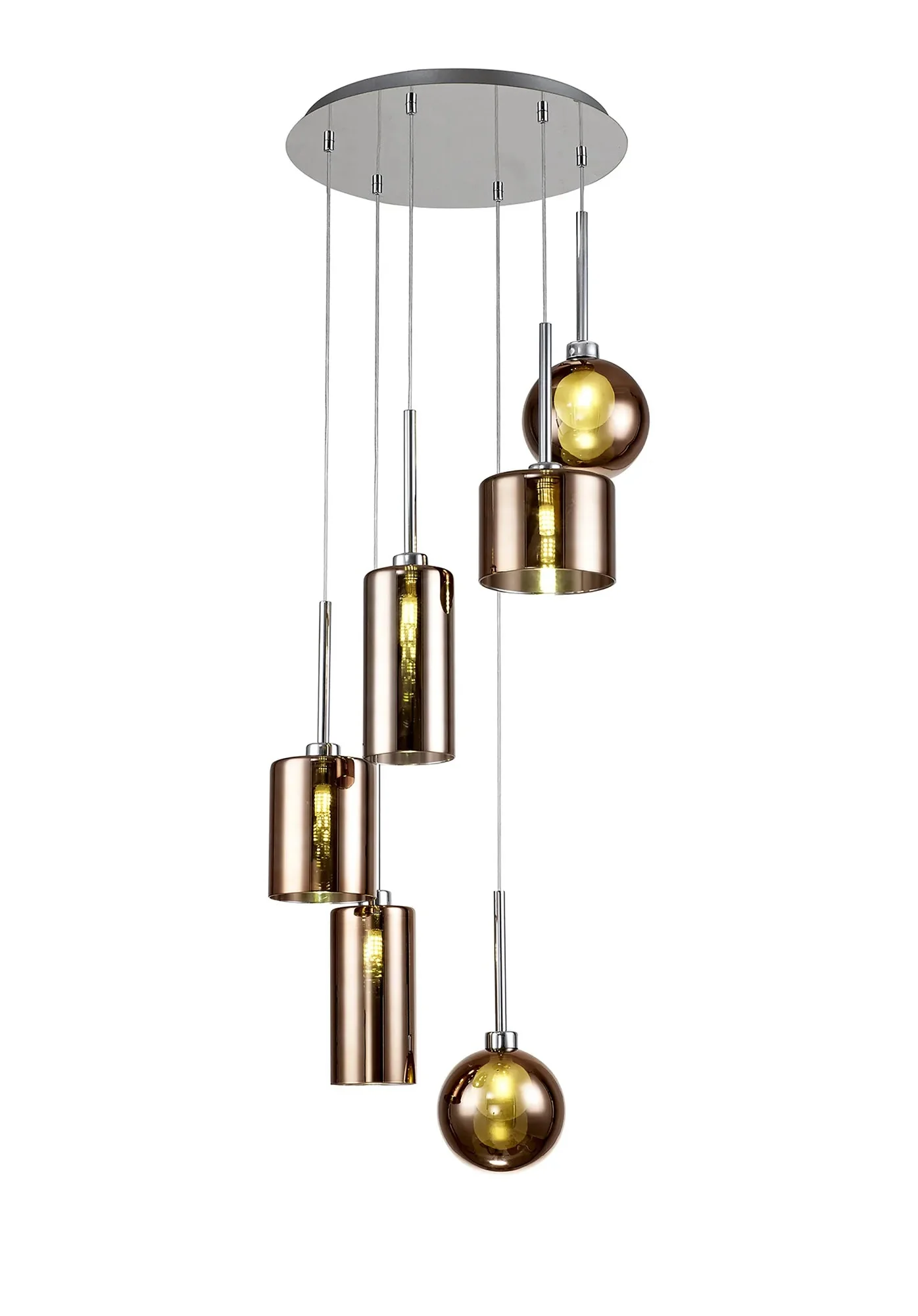 Ipswich Round Pendant, 6 x G9, Various Type Shades - Image 5