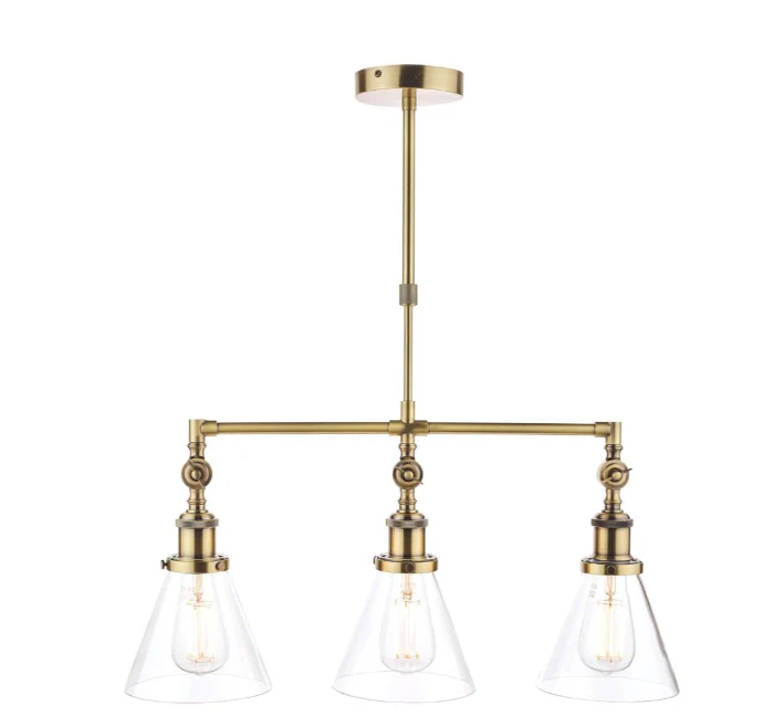 Isaac 3lt Bar Pendant Antique Brass/ Satin Nickel