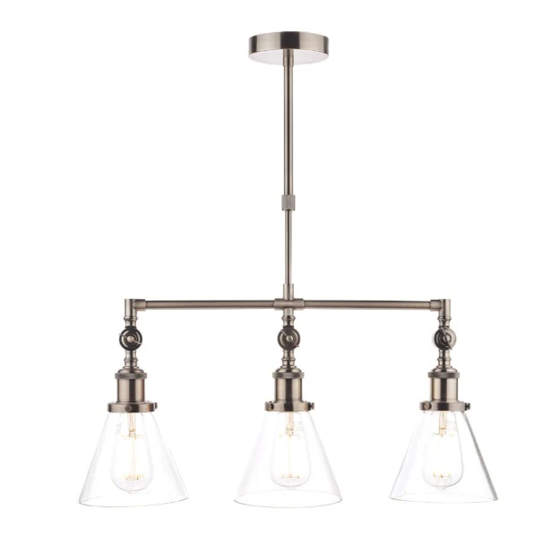 Isaac 3lt Bar Pendant Antique Brass/ Satin Nickel - Image 5