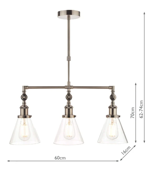 Isaac 3lt Bar Pendant Antique Brass/ Satin Nickel - Image 7