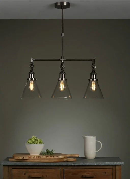 Isaac 3lt Bar Pendant Antique Brass/ Satin Nickel - Image 8
