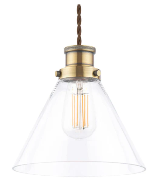 Isaac Easy Fit Pendant Antique Brass and Glass - Image 2