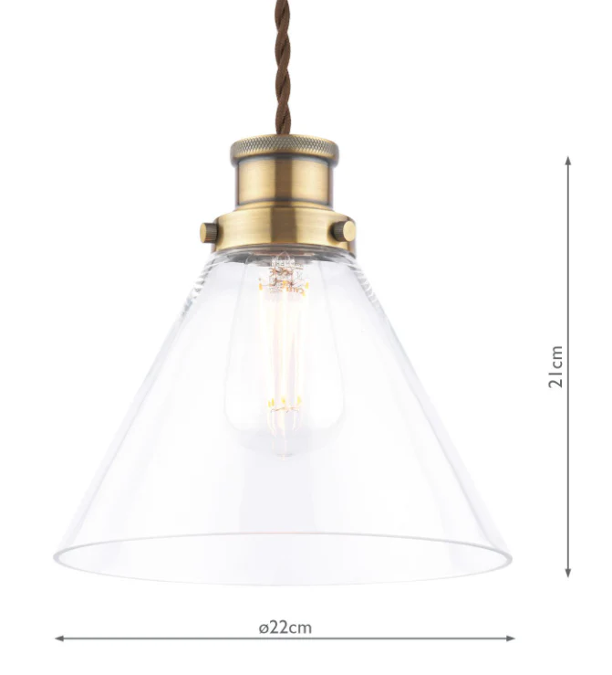 Isaac Easy Fit Pendant Antique Brass and Glass - Image 3