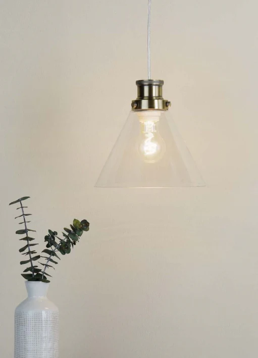 Isaac Easy Fit Pendant Antique Brass and Glass - Image 4