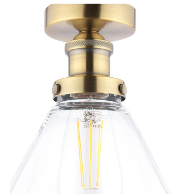 Isaac Semi-Flush Antique Brass and Glass - Image 2